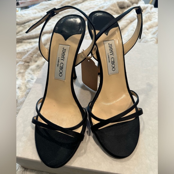 Jimmy Choo Black Satin Heels - Picture 4 of 6